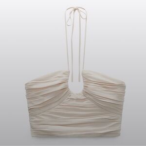 NWOT Zara Draped White Halter Crop Top